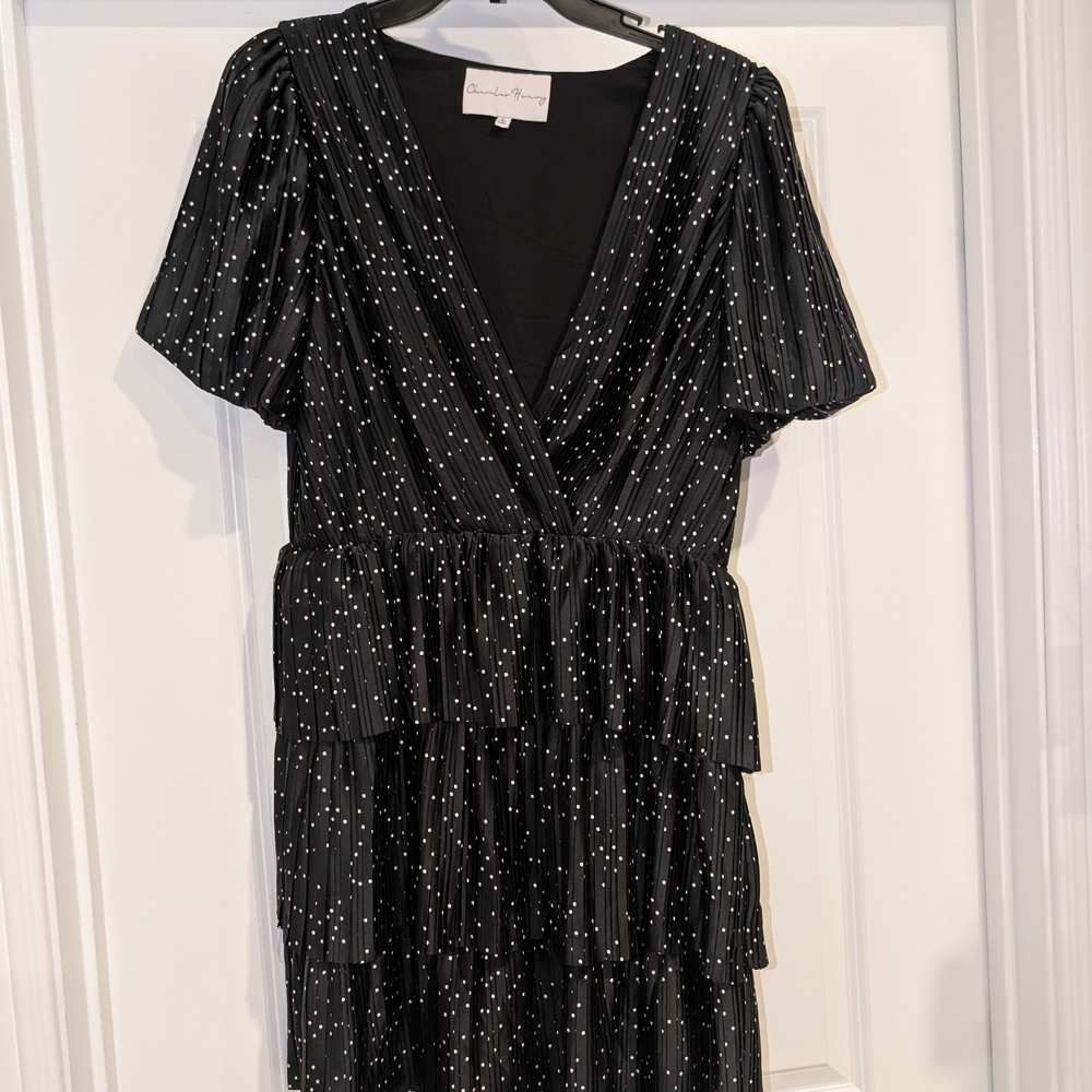 Charles Henry Black and White Tiered Mini Dress - Picture 5 of 12
